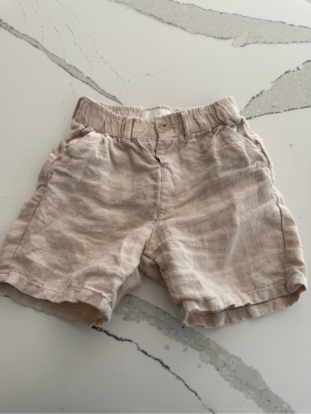 Zara Toddler Boys Linen-Blend Tan Shorts